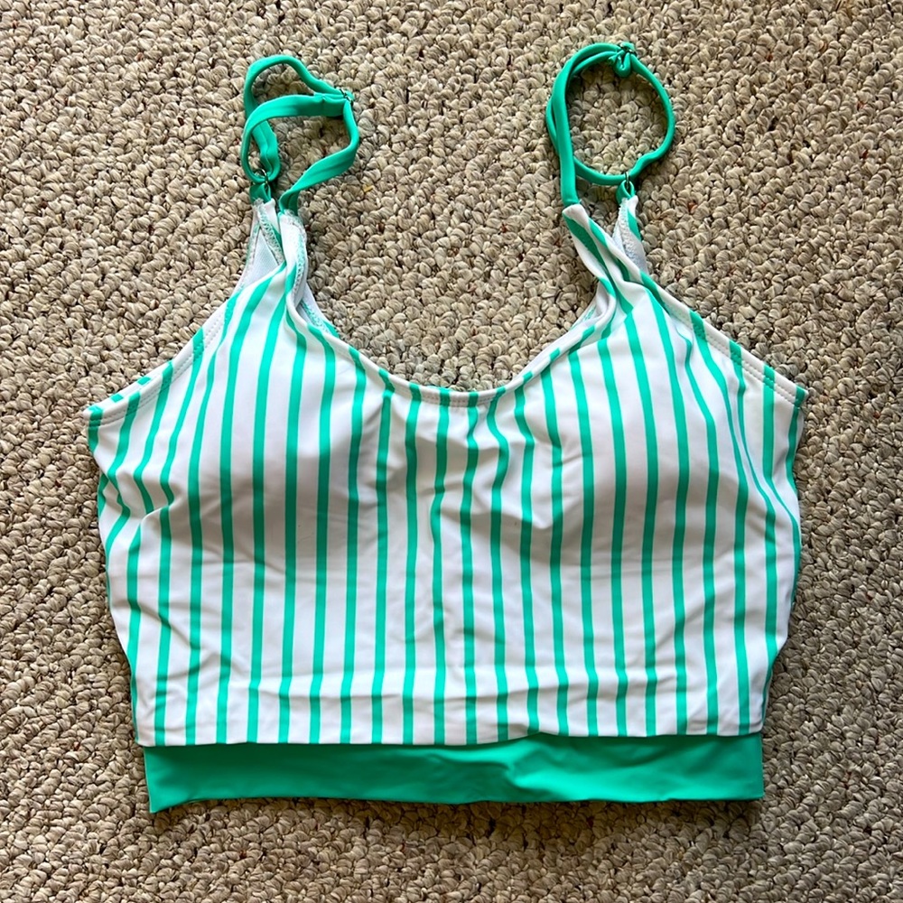Mint Striped Swim Tank Top